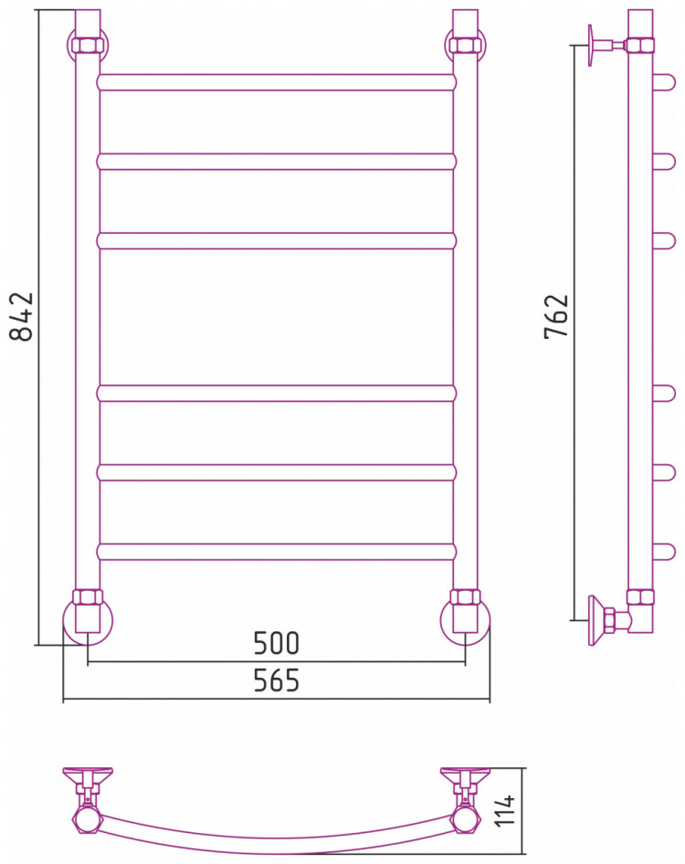 Полотенцесушитель водяной Стилье Аксиома-20 800х500 Без покрытия