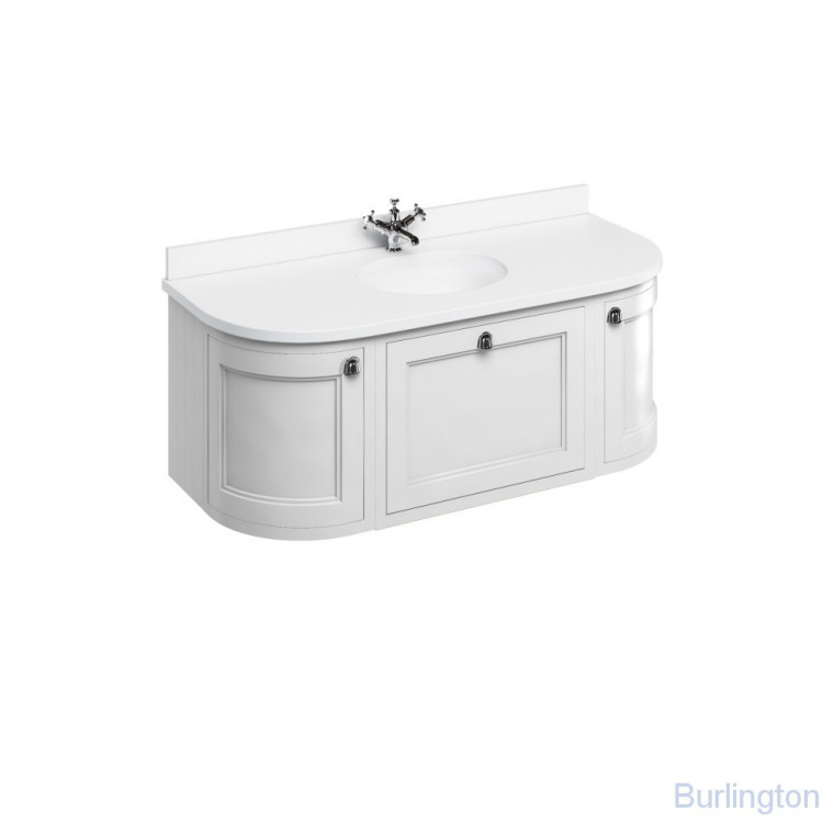 Тумба со столешницей 134 см, подвесная, цвет белый [FW4W + BW13]