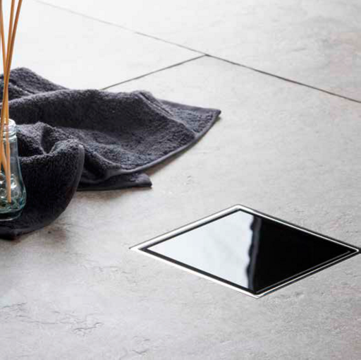 Точечный трап 150х150 мм Confluo Standard Black Glass 3,чёрное стекло, с рамкой PESTAN 13000091