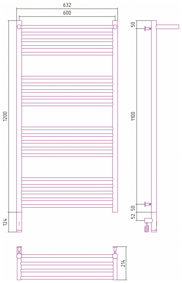 Полотенцесушитель электрический Сунержа Богема с полкой 3.0 1200х600 / МЭМ левый Состаренная бронза