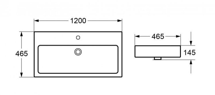Раковина керамическая 1200x465 Cezares CZR-MIL-120-LVB