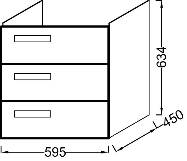 Мебель для раковины-столешницы 60 см, 3 выдвижных ящика Jacob Delafon RYTHMIK EB1307-E70