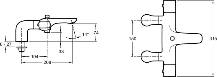 Термостатический смеситель для ванны/душа Jacob Delafon ALEO E72287-CP