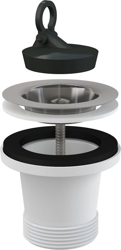 Донный клапан сифона для мойки удлиненный 6/4&quot; с нержавеющей peшeткой DN70 Alcadrain A34