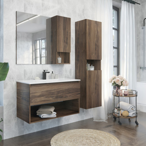 COMFORTY Шкаф-колонна &quot;Бордо-40&quot; дуб темно-коричневый