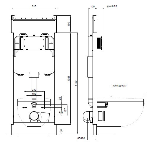Инсталляция для подвесного унитаза Aquatek Easy Fix 51 INS-0000009, 1130*510*100 мм
