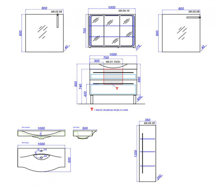 Тумба под раковину Aqwella Милан 100