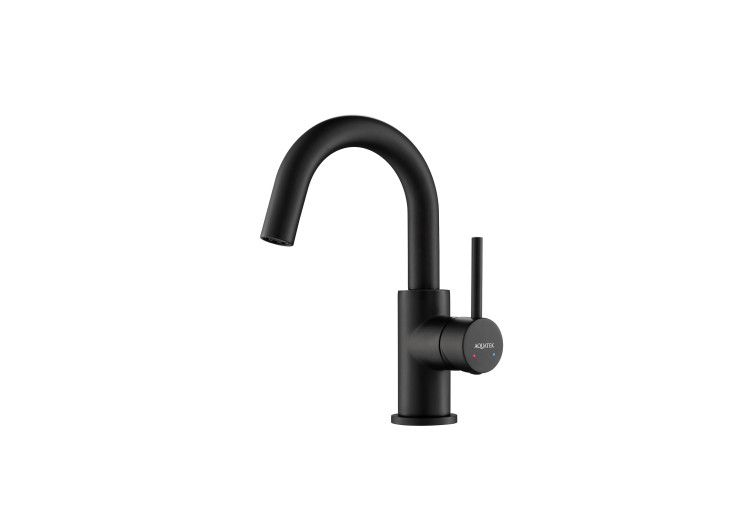 Смеситель для раковины, без донного клапана Aquatek, матовый черный AQ1307MB ЕВРОПА