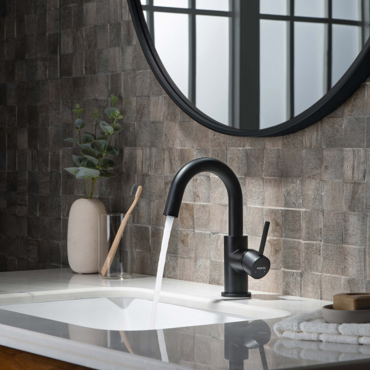 Смеситель для раковины, без донного клапана Aquatek, матовый черный AQ1307MB ЕВРОПА