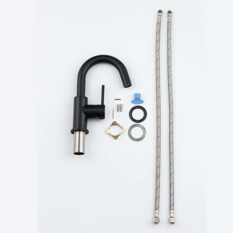 Смеситель для раковины, без донного клапана Aquatek, матовый черный AQ1307MB ЕВРОПА