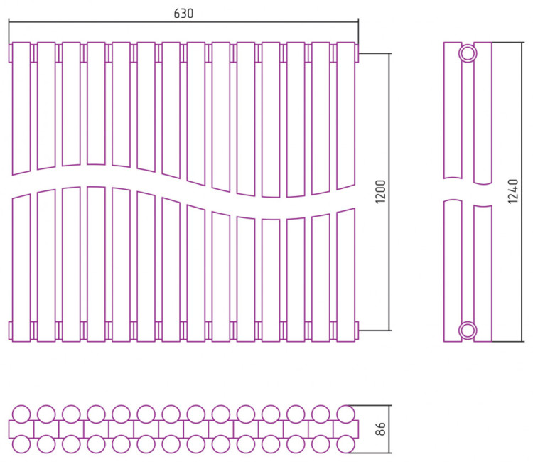 Отопительный радиатор Сунержа Эстет-11 1200х630 14 секций Сатин