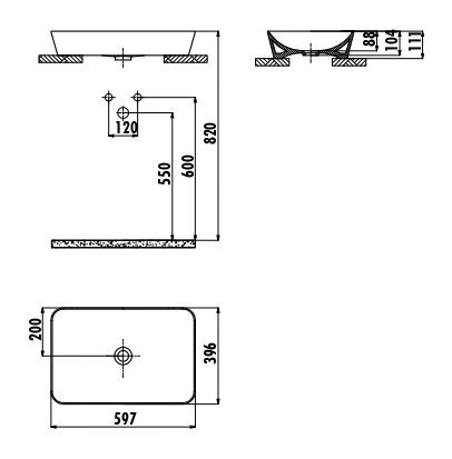 CREAVIT Раковина UL060.2 меб.(40*60 см) БАЗАЛЬТ