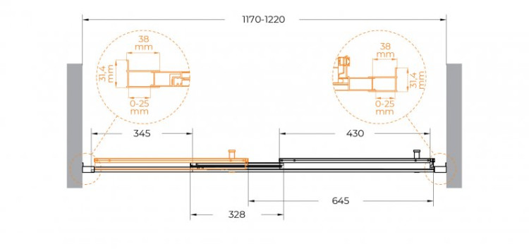 Душевая дверь в нишу MOLVENO-BF-3 Cezares MOLVENO-BF-3-120-C-GM-IV