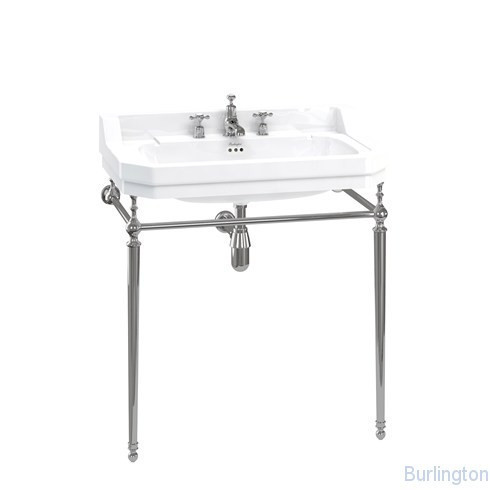 Раковина 80 см на 1 или 3 отверcтия с хромированным подстольем