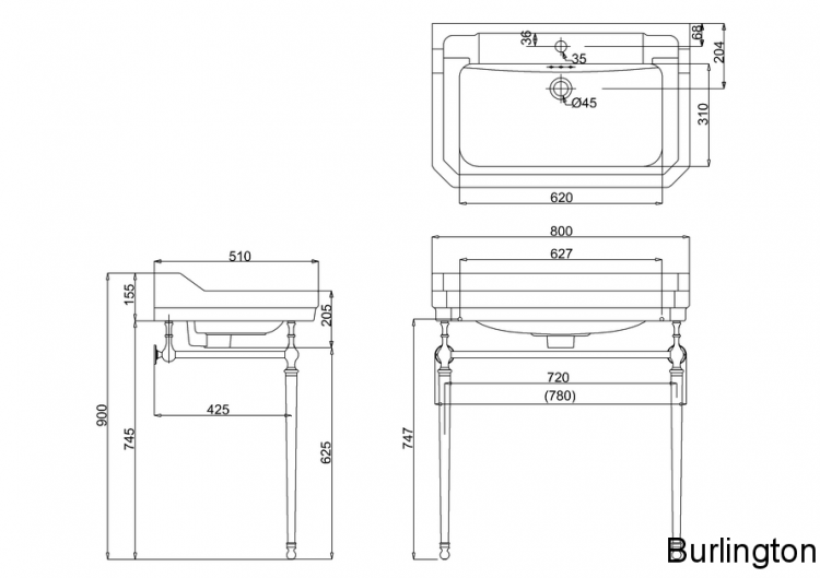Раковина 80 см на 1 или 3 отверcтия с хромированным подстольем