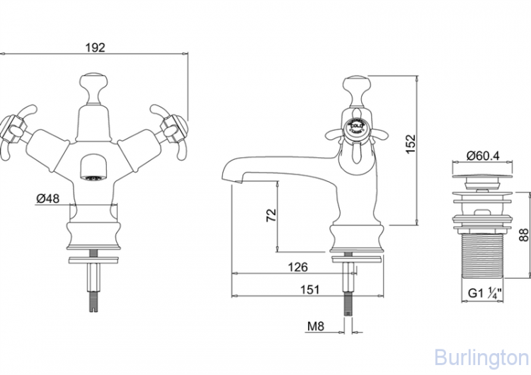 Смеситель для раковины на 1 отверстие Regent, с кнопкой Click-Clack [ANR6]