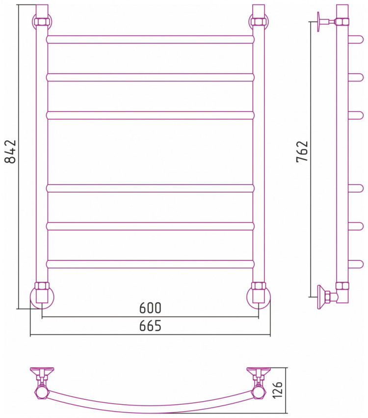 Полотенцесушитель водяной Стилье Аксиома-20 800х600 Без покрытия