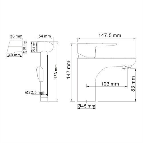 WasserKRAFT Leine 3508 Смеситель для умывальникгигиенической лейкой