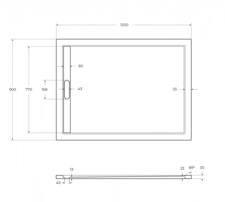 Поддон из искусственного мрамора Cezares TRAY-AS-AH-120/70-30-W