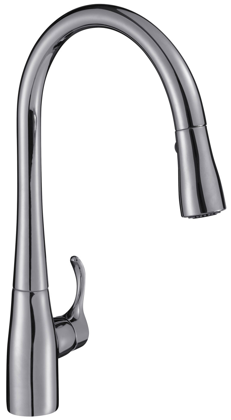 Однорычажный смеситель для кухни с выдвижным изливом Jacob Delafon SIMPLICE 596D-CP