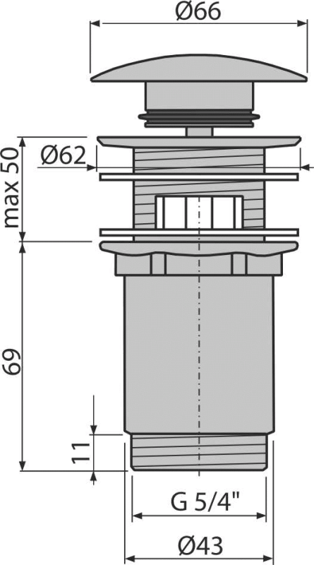 Донный клапан сифона для умывальника CLICK/CLACK 5/4