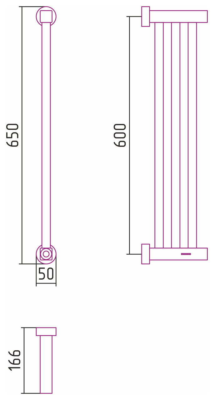 Полотенцесушитель электрический Сунержа Хорда 4.0 600х166 Тёмный титан муар