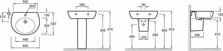 Раковина 65 х 52 см с заглушкой для переливного отверстия Jacob Delafon OVEE1565-00