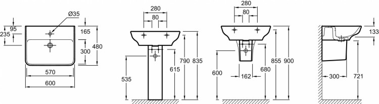 Раковина 60 x 48 см Jacob Delafon STRUKTURAEGD112-00