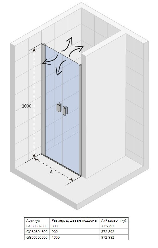 Душевая дверь в нишу Riho Nautic 3000 N111 90x200