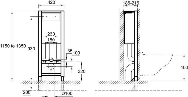 Настенная опорная рама с бачком для подвесных унитазов Jacob Delafon ОБЩАЯ КАТЕГОРИЯ E4311-NF