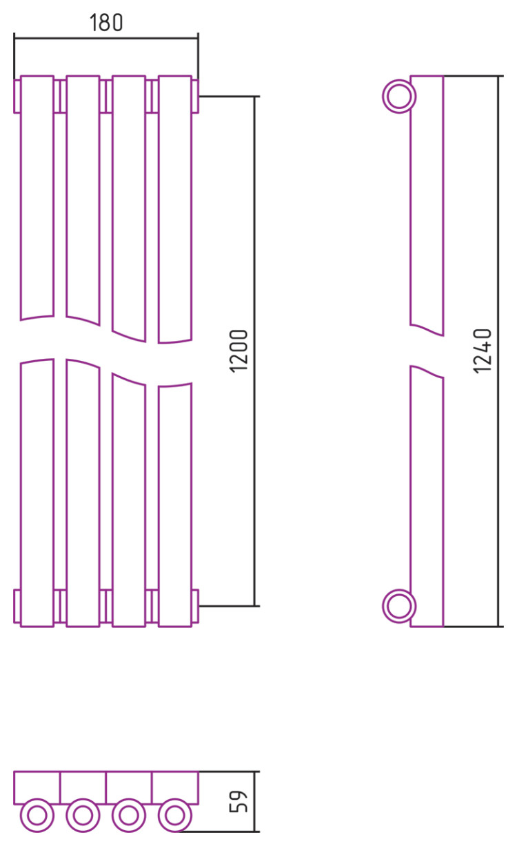 Отопительный радиатор Сунержа Эстет-0 1200х180 4 секции Матовый белый