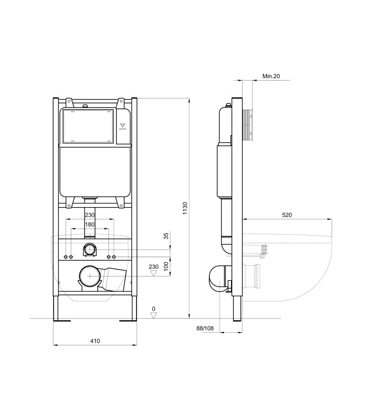 Инсталляция для подвесного унитаза Aquatek Standart 41 INS-0000011, 1130*410*120 мм