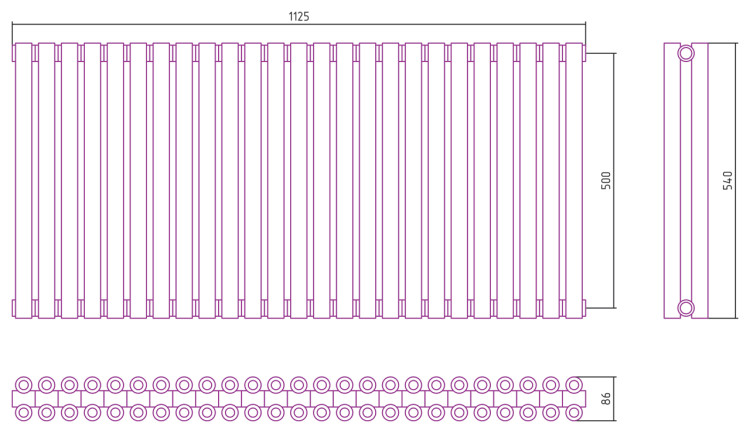 Отопительный радиатор Сунержа Эстет-00 500х1125 25 секций Шампань
