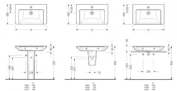 Раковина Serel Diagonal 65 DG01+DG05