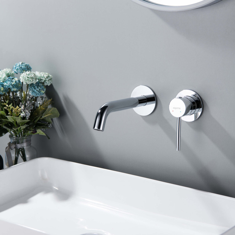 Смеситель для раковины настенный 2 отв. (внешняя и скрытая часть) Aquatek AQ1313CR ЕВРОПА