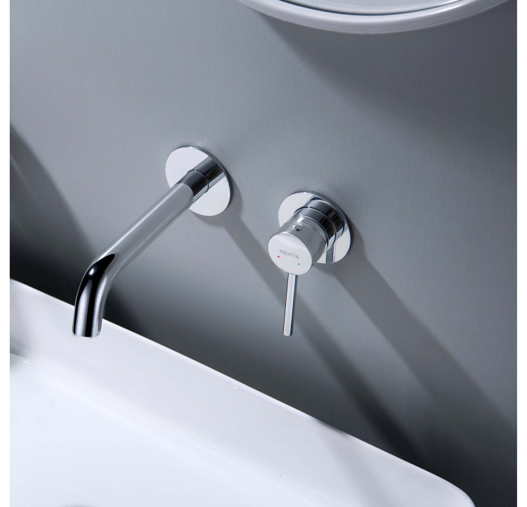 Смеситель для раковины настенный 2 отв. (внешняя и скрытая часть) Aquatek AQ1313CR ЕВРОПА