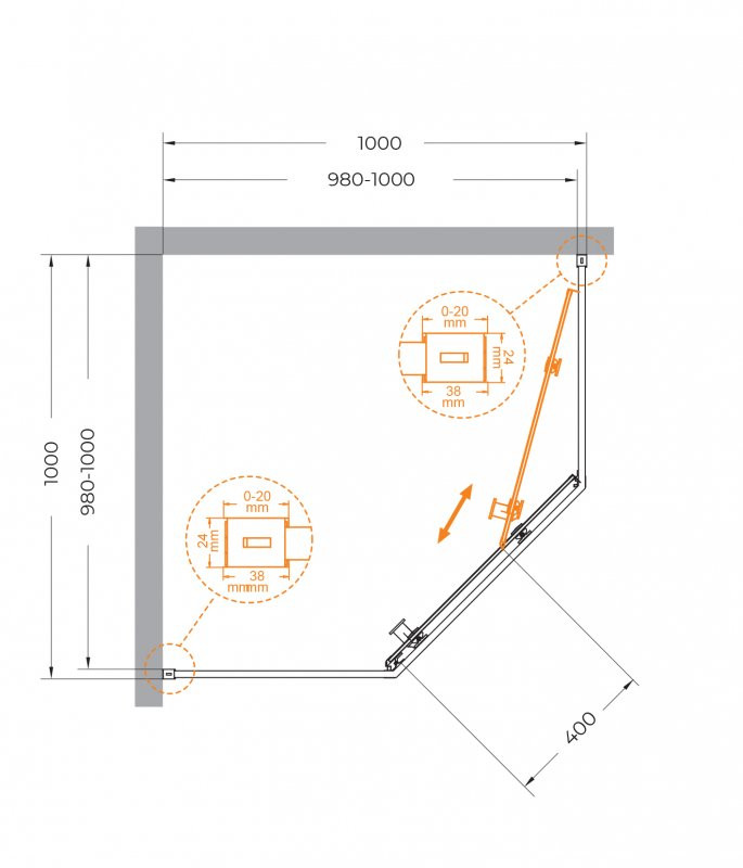 Душевой уголок RELAX-304-P-1 Cezares RELAX-304-P-1-100-C-BORO