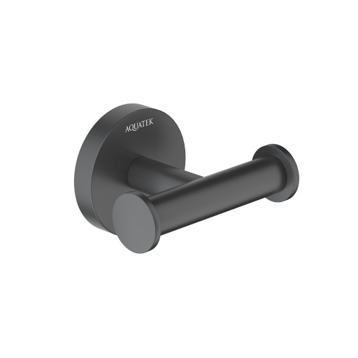 Крючок двойной Aquatek матовый черный AQ4202MB Оберон