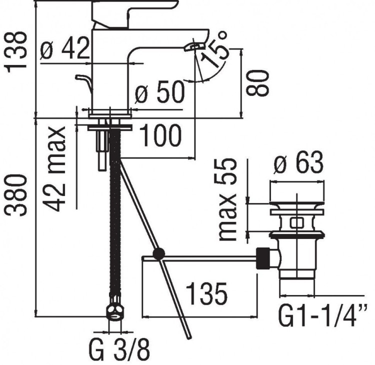 Смеситель для раковины Nobili ABC AB87118/1CR