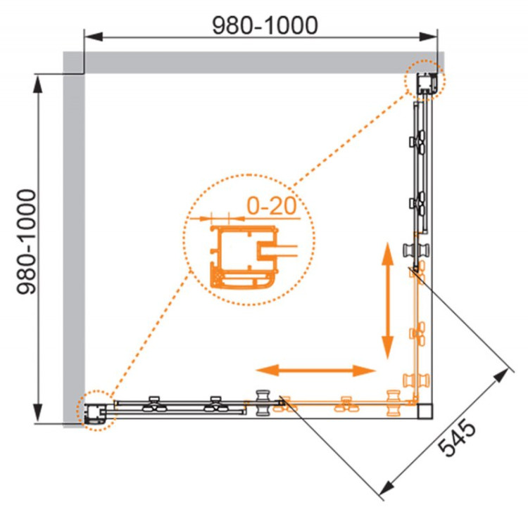 Душевой уголок ANIMA A-2 Cezares ANIMA-W-A-2-100-C-Cr