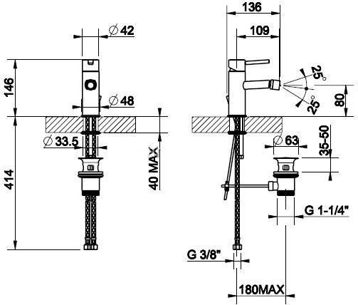 Однорычажный смеситель для биде Gessi Ozone 13807.031