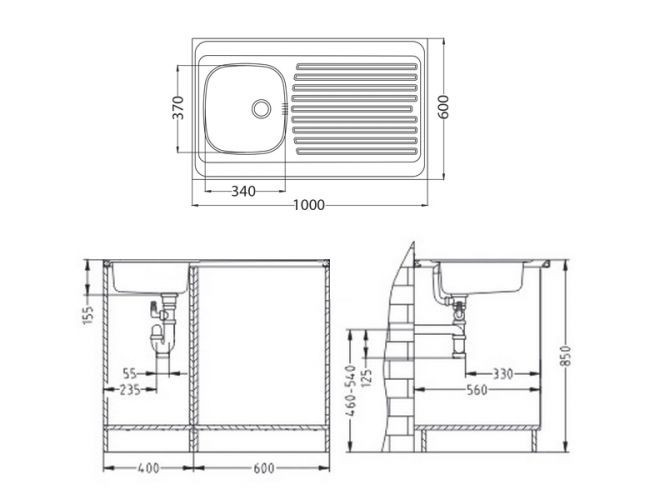 Мойка CLASSIC 70 NAT 1000X600 в комплекте с сифоном 1011717,