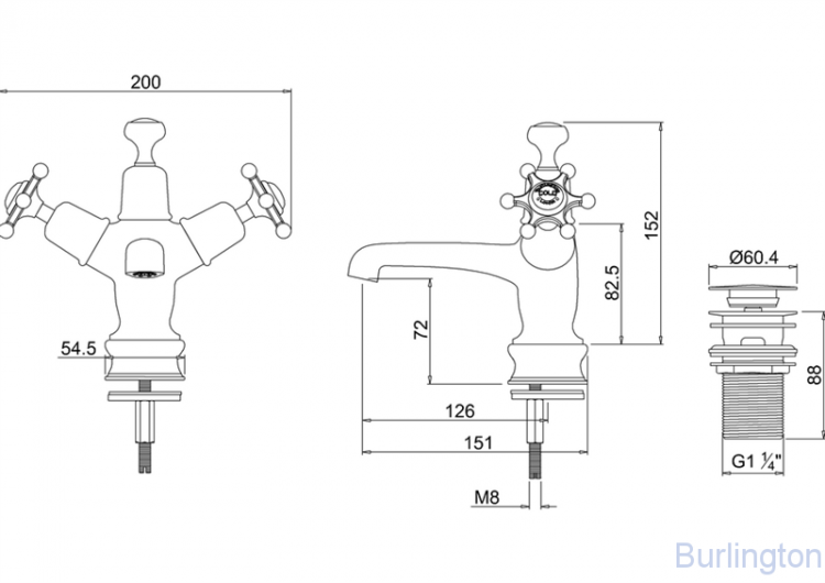 Смеситель для раковины на 1 отверстие Regent, с кнопкой Click-Clack [BIR6]