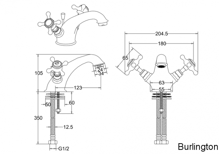 Смеситель на 1 отверстие, с донным клапаном [STA11]
