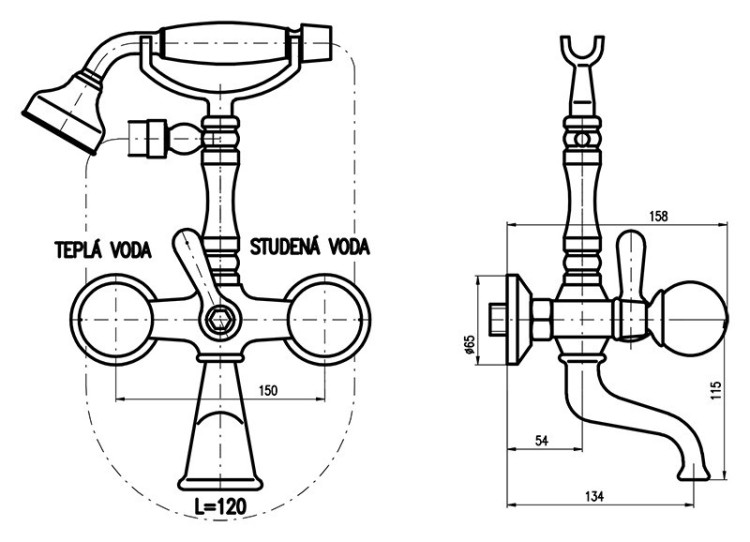 Смеситель для ванны Rav Slezak Brilliance160.5