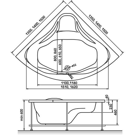 Акриловая ванна Relisan Mira 135х135