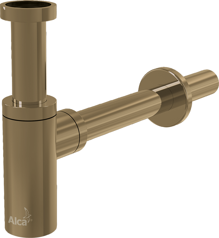 Сифон для умывальника DN32 DESIGN круглый, GOLD-крацованный мат Alcadrain A400-G-B