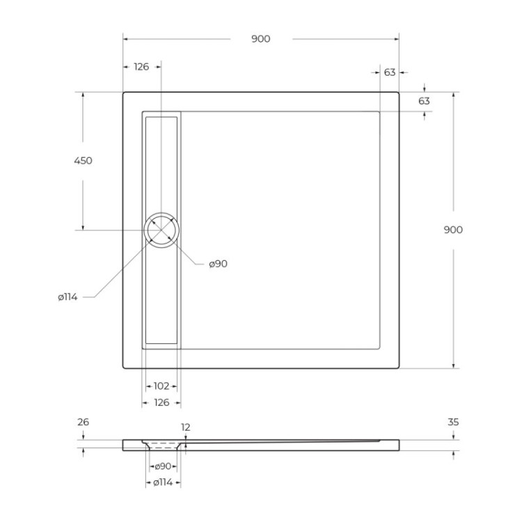 Акриловый поддон без сифона Cezares TRAY-BB-DUE-A-100-4-W0