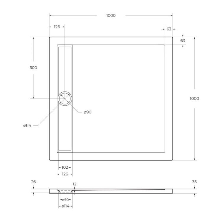 Акриловый поддон без сифона Cezares TRAY-BB-DUE-A-100-4-W0