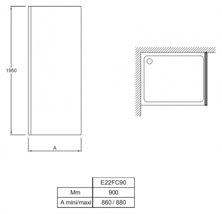 Душевая стенка Jacob Delafon Contra 90x195